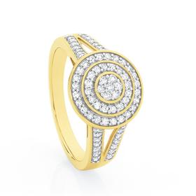 9ct+Gold+Diamond+Dress+Ring