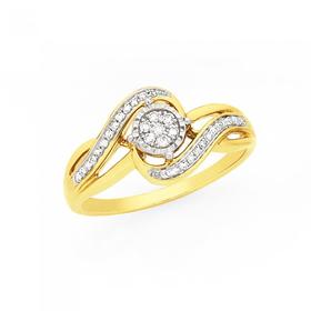 9ct-Gold-Diamond-Miracle-Set-Cluster-Swirl-Ring on sale