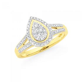 9ct-Gold-Diamond-Pear-Shape-Dress-Ring on sale