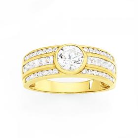 9ct-Gold-CZ-Wide-Bezel-Ring on sale