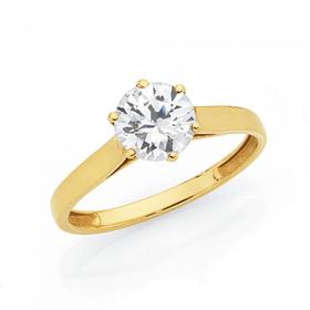 9ct-Gold-Cubic-Zirconia-Solitaire-Ring on sale