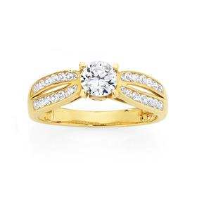 9ct-Gold-CZ-Round-Brilliant-Cut-Ring on sale