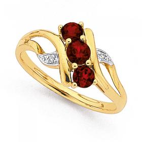 9ct-Gold-Created-Ruby-Diamond-Ring on sale