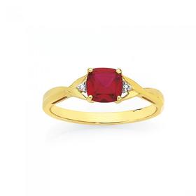 9ct+Gold%2C+Created+Ruby+%26amp%3B+Diamond+Ring