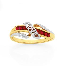 9ct+Gold+Created+Ruby+%26amp%3B+Diamond+%27Love%27+Ring