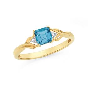 9ct+Gold+Blue+Topaz+%26amp%3B+Diamond+Ring