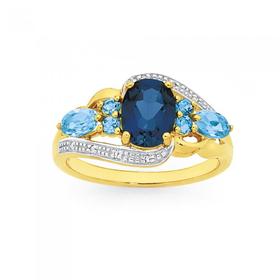 9ct-Gold-London-Blue-Blue-Topaz-Multi-Swirl-Ring on sale