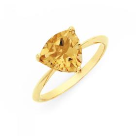 9ct+Gold+Citrine+Solitaire+Ring