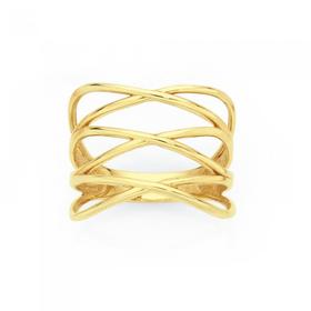 9ct+Gold+Triple+Cross+Over+Ring
