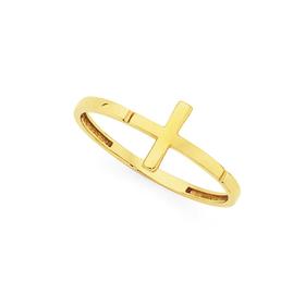 9ct+Gold+Vertical+Cross+Ring