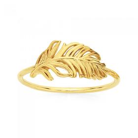 9ct+Gold+%27Feather%27+Ring