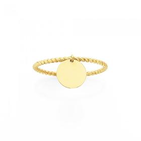 9ct+Gold+Twist+Stacker+Ring+with+Charm
