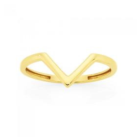 9ct+Gold+Geo+V+Ring