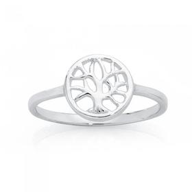 Silver+Round+Tree+Of+Life+Ring