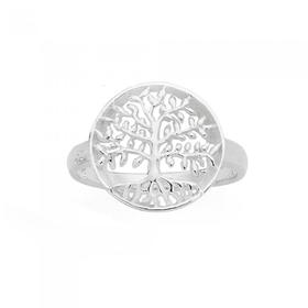 Silver+Round+Tree+of+Life+Dress+Ring