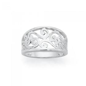 Silver-Filigree-Concave-Ring on sale