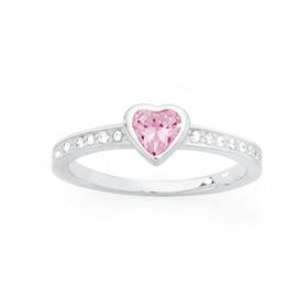Silver+Pink+CZ+Heart+%26amp%3B+Channel+Set+CZ+Ring