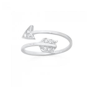 Silver+CZ+Pave+Arrow+Open+Ring