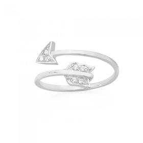 Silver-CZ-Pave-Arrow-Open-Ring on sale