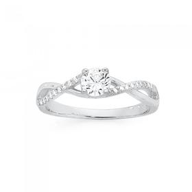 Silver-CZ-Solitaire-Twist-Ring-Size-L on sale