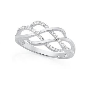 Silver-Plain-Cubic-Zirconia-Weave-Dress-Ring on sale