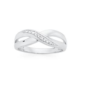 Silver-CZ-Crossover-Ring on sale