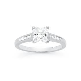 Silver-Square-CZ-with-Channel-Set-Sides-Ring on sale