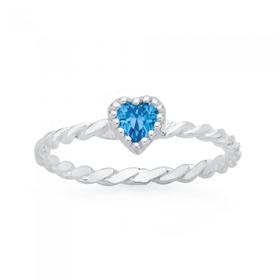 Silver-Blue-CZ-Twist-Heart-Friendship-Ring on sale