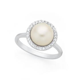 Silver+CZ+%26amp%3B+Cultured+Freshwater+Pearl+Dress+Ring