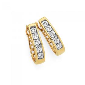 9ct-Gold-Diamond-Miracle-Set-Hoop-Earrings on sale