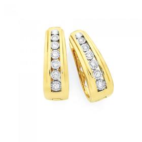 9ct+Gold+Diamond+Miracle+Set+Huggie+Earrings