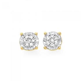 9ct-Gold-Diamond-Miracle-Set-Cluster-Stud-Earrings on sale