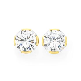 9ct-Gold-CZ-10mm-Semi-Bezel-Set-Stud-Earrings on sale