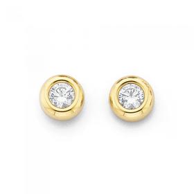 9ct-Gold-CZ-4mm-Round-Brilliant-Cut-Bezel-Studs on sale