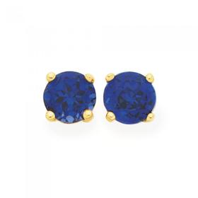 9ct-Gold-5mm-Created-Sapphire-Stud-Earrings on sale