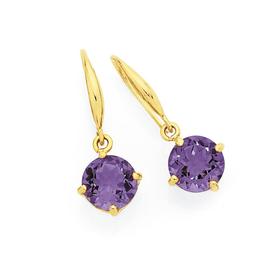 9ct-Gold-Amethyst-Hook-Earrings on sale