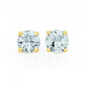 9ct-Gold-Aquamarine-Stud-Earrings on sale