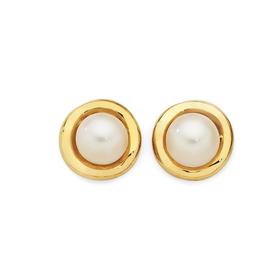 9ct+Gold+Pearl+Studs