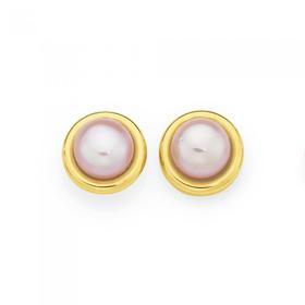 9ct-Gold-Pink-Cultured-Fresh-Water-Pearl-Stud-Earrings on sale