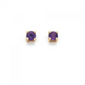 9ct+Amethyst+Studs