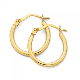 9ct-Gold-12mm-Polished-Hoop-Earrings on sale