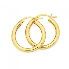 9ct+Gold+15mm+Polished+Hoop+Earrings