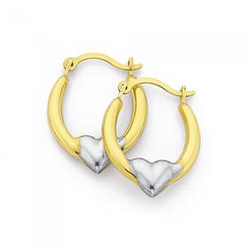 9ct+Gold+Two+Tone+Heart+Creole+Earrings