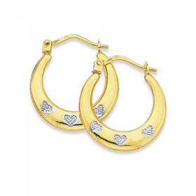 9ct+Gold+Two+Tone+Creole+Earrings
