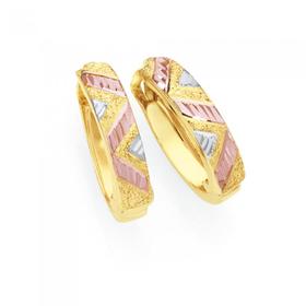 9ct-Gold-Tri-Tone-Huggie-Earrings on sale