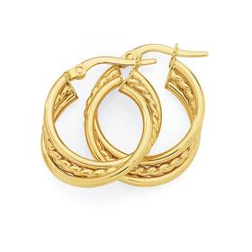 9ct+Gold+Twist+Hoop+Earrings