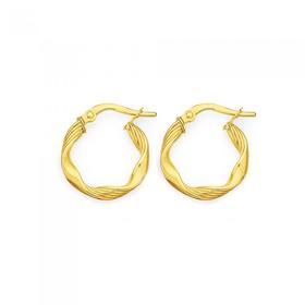 9ct+Gold+10mm+Twist+Hoop+Earrings