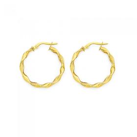 9ct-Gold-15mm-Twist-Hoop-Earrings on sale