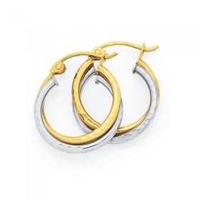 9ct-Gold-Two-Tone-Hoop-Earrings on sale