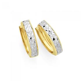 9ct-Gold-Two-Tone-Huggie-Earrings on sale